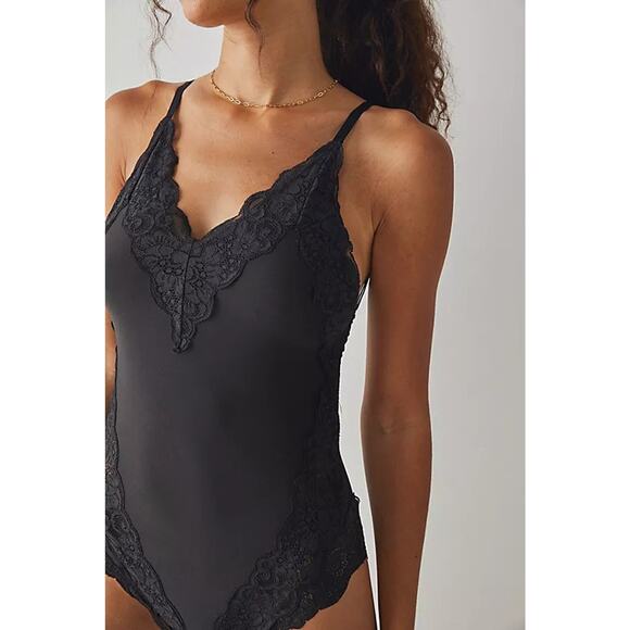 NWT Free People We Are HAH Women's Back Off Bodysuit Open-Back Noir Black SZ XS - Picture 12 of 13